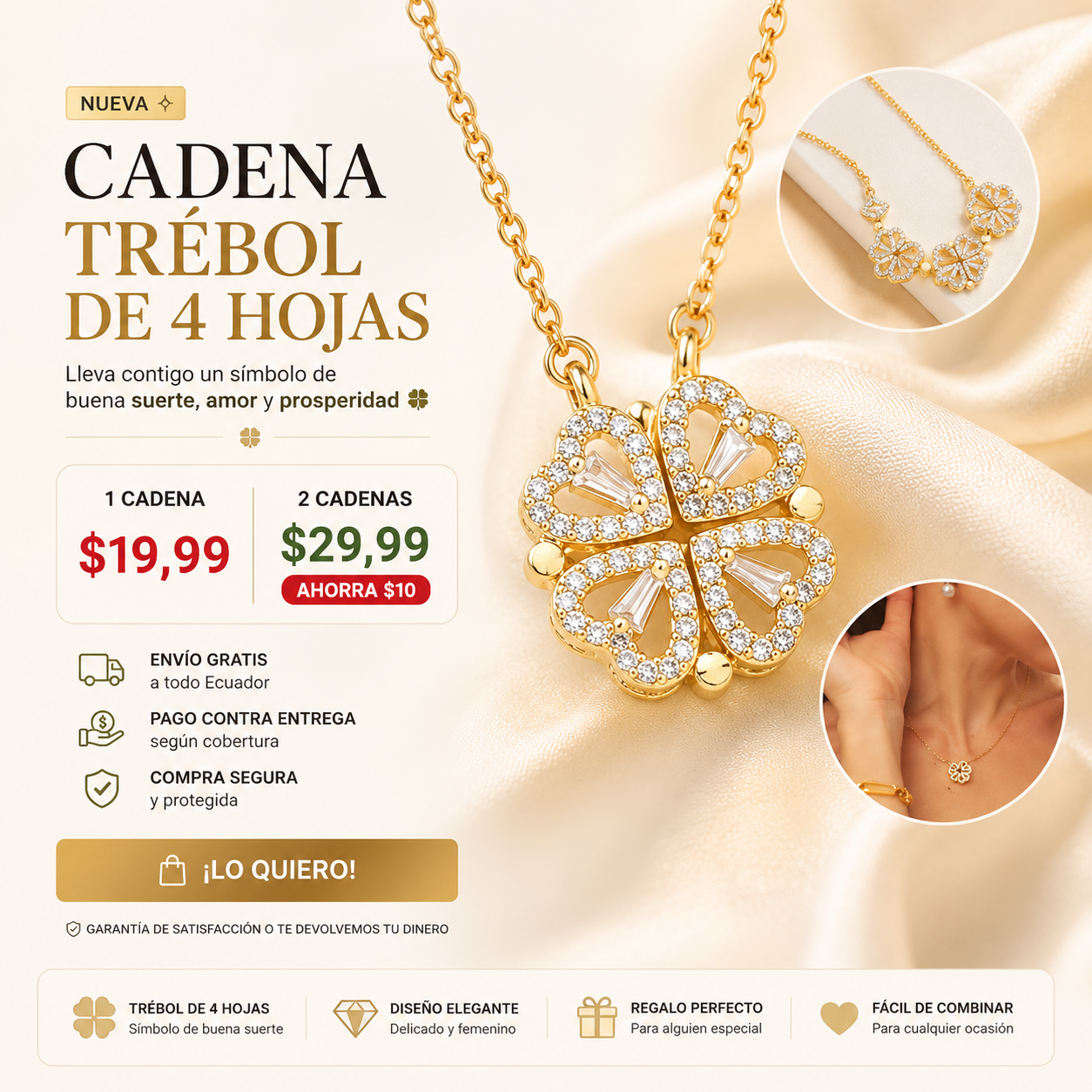 CADENA TRÉBOL DE 4 HOJAS 🍀