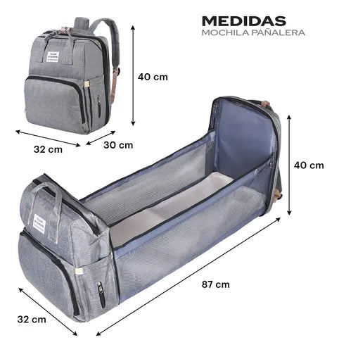 Mochila pañalera con estación de cambio 4 en 1