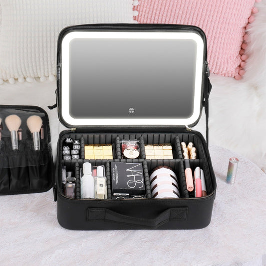 Neceser de maquillaje con espejo iluminado