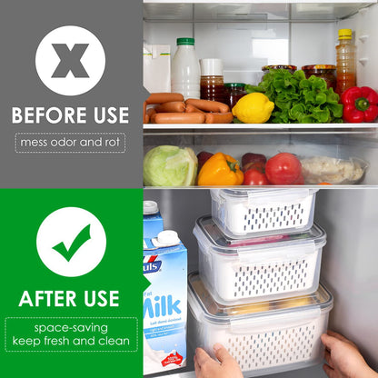 Set x3 Contenedores Herméticos Para Frutas Y Verduras