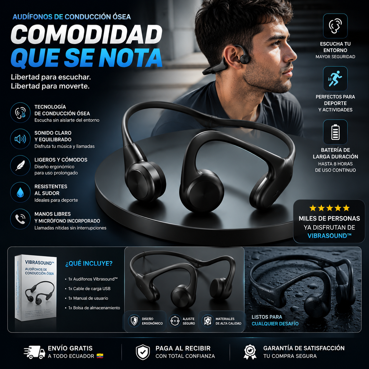 AURICULARES PRO DE CONDUCCION OSEA + ENVIO GRATIS !