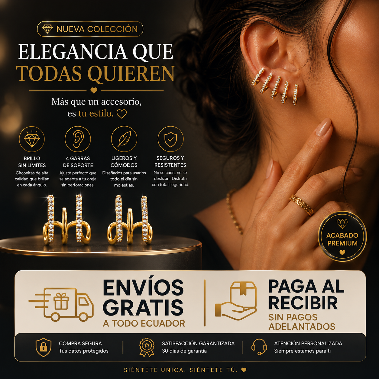 ARETES DE 4 GARRAS