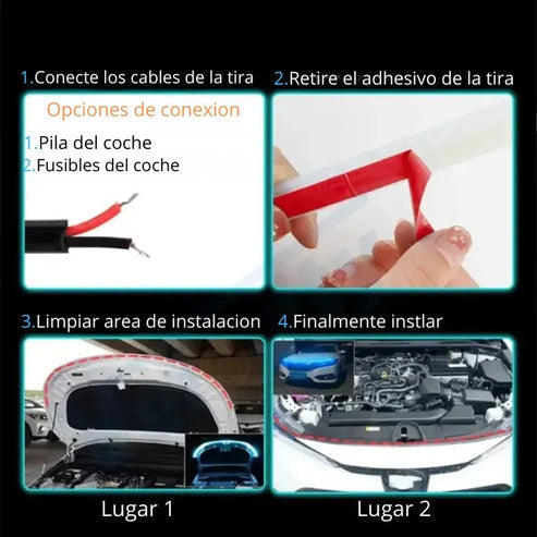 TIRA LED DINÁMICA FLEXIBLE PARA CAPÓ DE AUTO