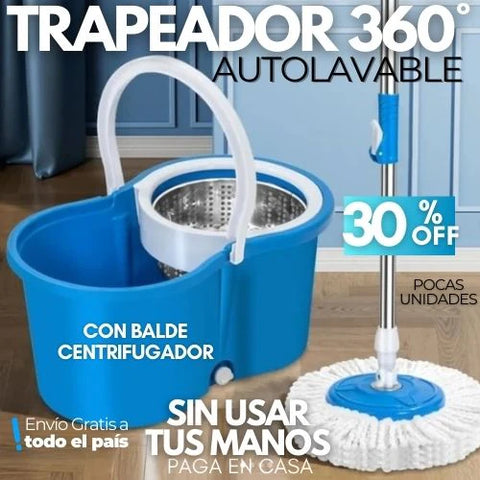 TRAPEADOR GIRATORIO 360 CON BALDE ESCURRIDOR