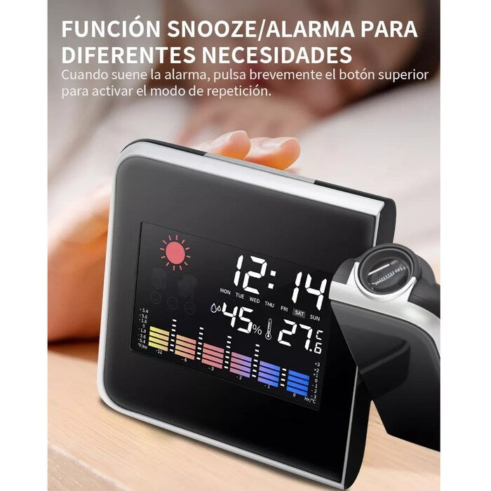 Reloj Despertador Digital Alarma Lcd Proyector Hora Espejo